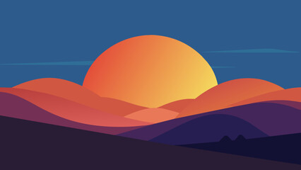 Silhouettes on the horizon: Minimalist vector sunset