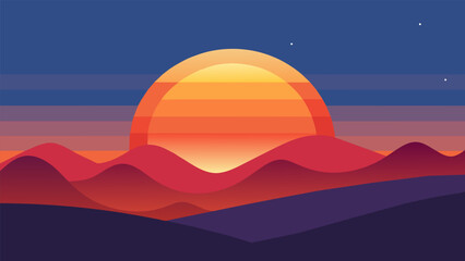 Fototapeta na wymiar Colors of the evening: Sunset in the style of vector minimalism