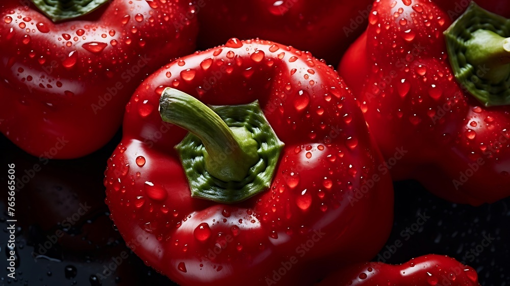 Poster vibrant and mesmerizing seamless background highlighting the rich reds of capsicums, creating an all