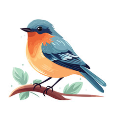 Little bird character. Cute bird flat vector isolat