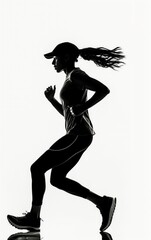 A dynamic silhouette of a woman jogging, capturing movement and healthy lifestyle.