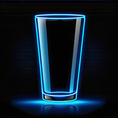 Blue Neon Glass Cup Icon: Add a Splash of Cool Elegance to Your Designs(Generative AI)