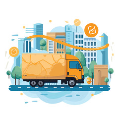 logistic and delivery shipping with truck carrying
