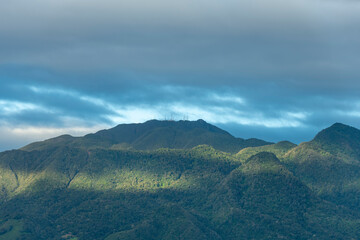 The Barú volcano is the highest elevation in Panama and one of the highest in Central America, with a height of 3475 m above sea level, view from Boquete village side, Chiriqui, Panama - stock photo