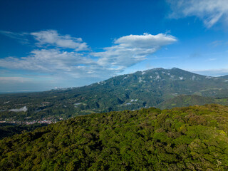 The Barú volcano is the highest elevation in Panama and one of the highest in Central America, with a height of 3475 m above sea level, view from Boquete village side, Chiriqui, Panama - stock  photo