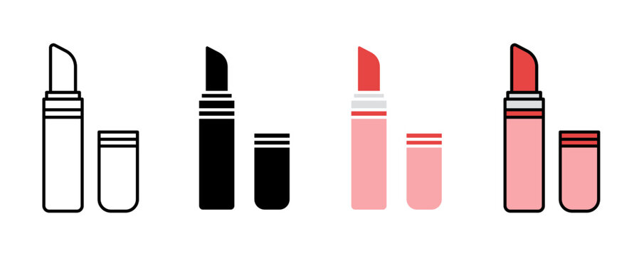 Lipstick vector illustration set. Makeup lip stick icon for UI designs.