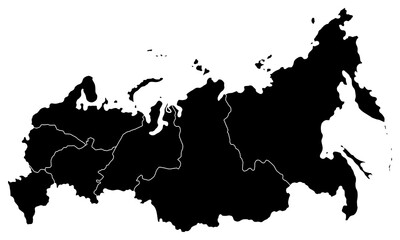 Black russia map silhouette.