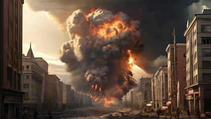 Explosion of a bomb in the city