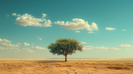 Inspiration: A lone tree standing tall in a vast desert landscape