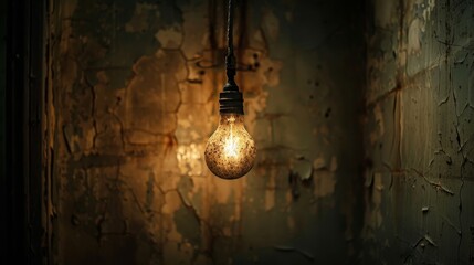 Lighting: A dimly lit room with a single lightbulb flickering ominously