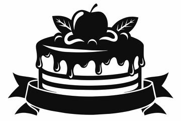 Pun cake silhouette black, vector illustration