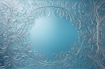 Light matte surface, background of a pattern of flowers on blue frosted glass