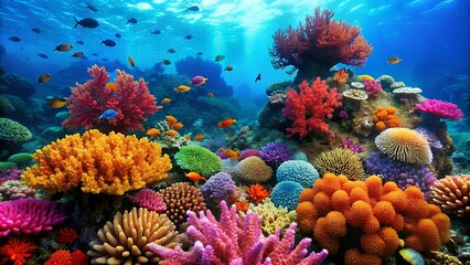 Obraz na płótnie Canvas coral reef and fishes underwater 