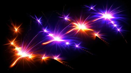 A show of fireworks, black background