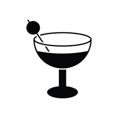 Black Solid Cocktail vector icon