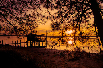 sunset at Pialassa Baiona near Marina Romean (Italy)