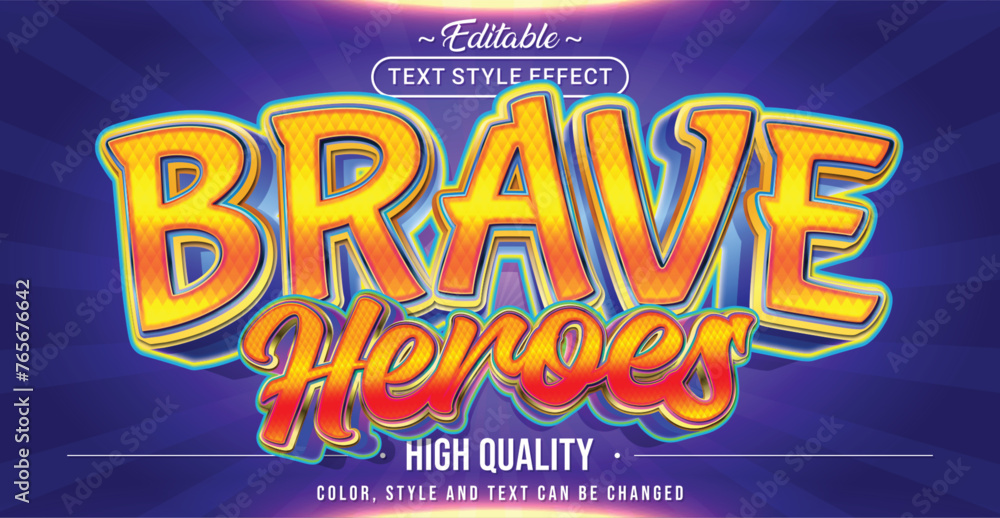 Poster editable text style effect - brave heroes text style theme.
