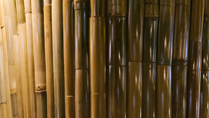 Traditional bamboo Scaffolding close up with many bamboo.