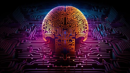 Abstract digital image of code evolving into a human brain, symbolizing the seamless integration of AI into cognitive processes