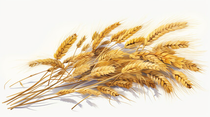 hand drawn and painted wheat getting grinded, earthy colors, white background created with Generative Ai