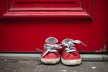 The image of a childs small shoes at the doorstep, a reminder of the innocence that deserves protection and care