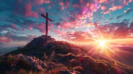 Amazing Ascension day concept, Christian Easter, Faith in Jesus Christ, Christianity Church worship - obrazy, fototapety, plakaty