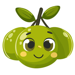 Obraz premium Cute kawaii olive fruit character vector illustration