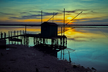 sunset at Pialassa Baiona near Marina Romean (Italy)