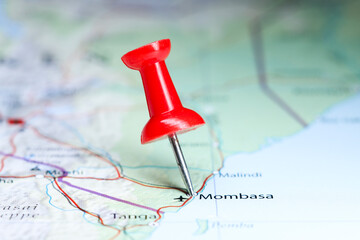 Mombasa , Kenya pin on map