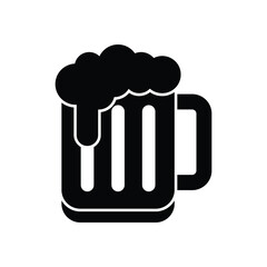 Black Solid Beer Mug vector icon