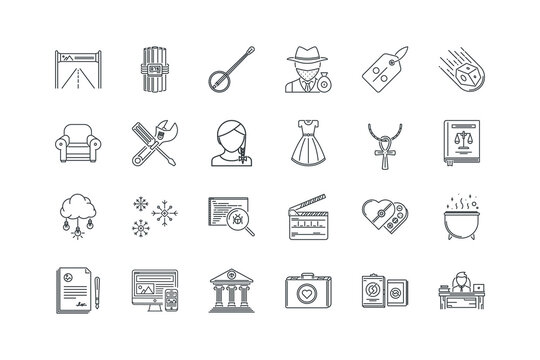 Adjustable,Agreement,Air,Armchair,Asteroid,Badge,Bag,Banjo,Bank,Banner,Bicycle,Bomb,Boss,Cartridge,Case,Cauldron,Chocolate,Clapperboard,Code,Constitution,Cross,Dress,set icons, vector illustration