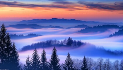 Fototapeta premium Cloud-covered Mountain Range in View