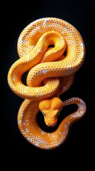 Yellow Snake on Black Background
