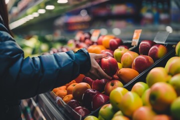 Woman Selecting Fruit in Grocery Store