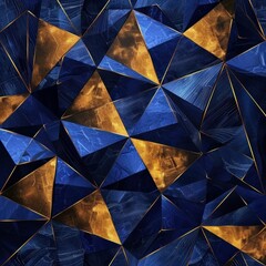 Abstract polygonal pattern luxury dark blue with gold background. Generative AI