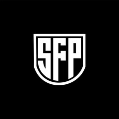 SFP letter logo design with black background in illustrator, cube logo, vector logo, modern alphabet font overlap style. calligraphy designs for logo, Poster, Invitation, etc.