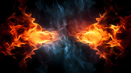 Fototapeta premium Fire and ice, heat and cold concept