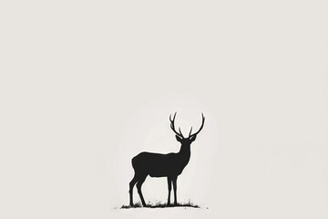 a minimalist illustration of a sleek, deer silhouetted against a stark white background
