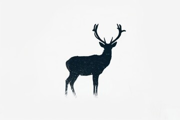 a minimalist illustration of a sleek, deer silhouetted against a stark white background