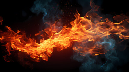 Fire and ice, heat and cold concept