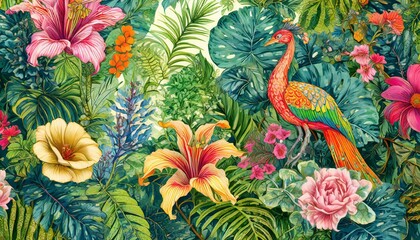 Fototapeta premium A pattern inspired by the beauty of nature, featuring colorful and detailed botanical