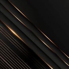 Premium background design with diagonal dynamic line pattern on black backdrop. Vector horizontal template for business banner, formal invitation, luxury voucher. Generative AI