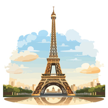 Paris eiffel tower flat vector illustration isolate