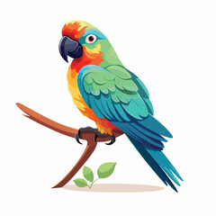 Naklejka premium Parrot bird character. Cute parrot flat vector isol