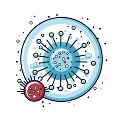 particle of coronavirus on prohibited sign doodle f