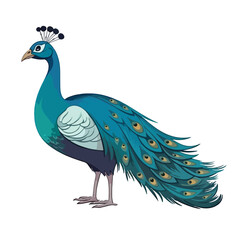 peacock bird icon cartoon isolated vector illustrat
