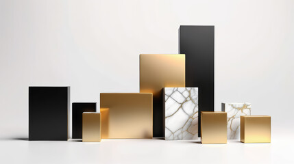 Stacked Black and Gold Boxes