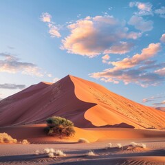 Views of sand dune with sunlight background. Generative AI
