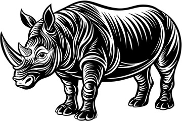 Fototapeta na wymiar Rhinoceros silhouette vector art illustration