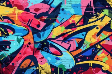 Graffiti Wall Abstract Background, Artistic Pop Art Design, Generative AI Illustration